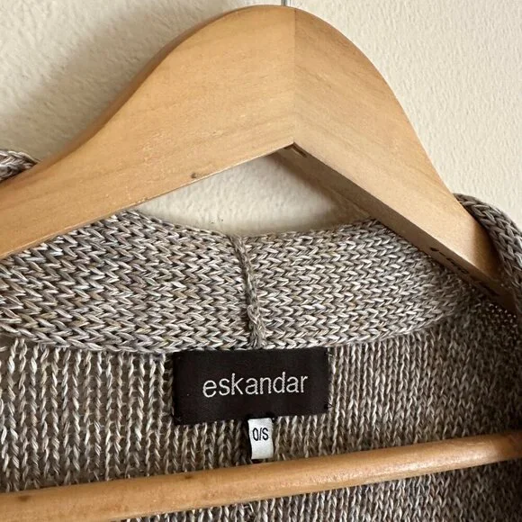 Eskander Rolling Front Tabard Sweater Cardigan Coco Tweed Womens OS Lagenlook